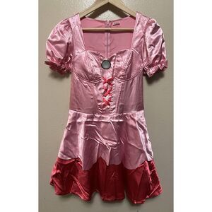 Spirit Halloween Costume Cosplay Princess Peach Mario Bros Dress Sexy Women Sz S